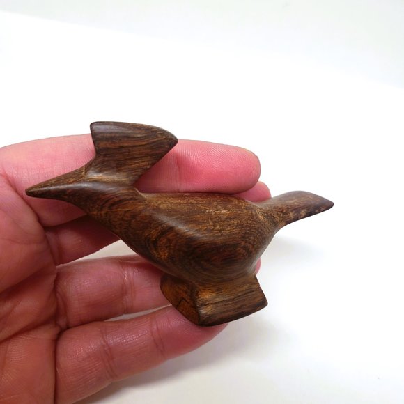 Vintage Wood Roadrunner Bird Figurine Carved Statue MCM 2"Tall - Picture 7 of 7